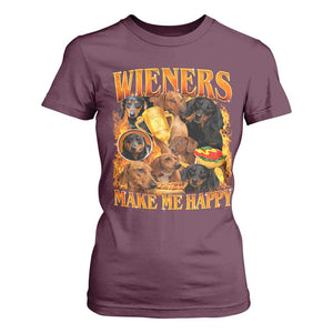 Funny Wiener Dog T Shirt For Women Vintage Bootleg Gift For Dachshund Lover TS10 Maroon Print Your Wear