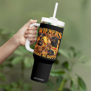 Funny Wiener Dog Tumbler With Handle Vintage Bootleg Gift For Dachshund Lover TS10 Print Your Wear