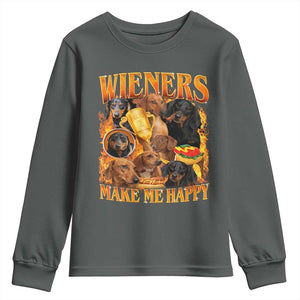 Funny Wiener Dog Youth Sweatshirt Vintage Bootleg Gift For Dachshund Lover TS10 Dark Heather Print Your Wear