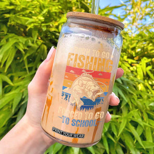 Born to Go Fishing Forced School Glass Can Funny Fishing Fisherman Kids Boys TS10 Black Print Your Wear