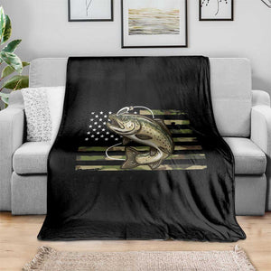 Camo Bass Fishing Throw Blanket Patriotic US Flag Fisherman TS10 Print Your Wear