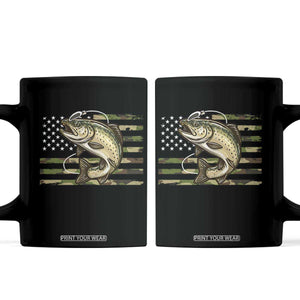 Camo Bass Fishing Coffee Mug Patriotic US Flag Fisherman TS10 Black Print Your Wear
