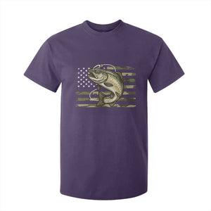 Camo Bass Fishing T Shirt For Kid Patriotic US Flag Fisherman TS10 Purple Print Your Wear