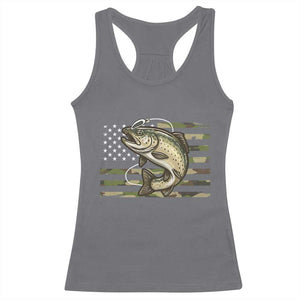Camo Bass Fishing Racerback Tank Top Patriotic US Flag Fisherman TS10 Charcoal Print Your Wear
