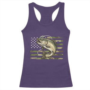 Camo Bass Fishing Racerback Tank Top Patriotic US Flag Fisherman TS10 Purple Print Your Wear