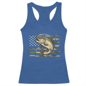 Camo Bass Fishing Racerback Tank Top Patriotic US Flag Fisherman TS10 Royal Blue Print Your Wear