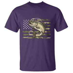 Camo Bass Fishing T Shirt Patriotic US Flag Fisherman TS10 Purple Print Your Wear