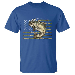 Camo Bass Fishing T Shirt Patriotic US Flag Fisherman TS10 Royal Blue Print Your Wear