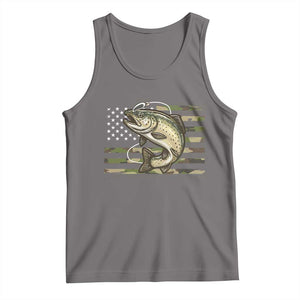 Camo Bass Fishing Tank Top Patriotic US Flag Fisherman TS10 Deep Heather Print Your Wear
