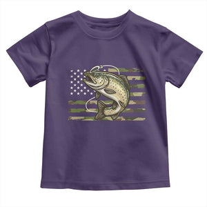 Camo Bass Fishing Toddler T Shirt Patriotic US Flag Fisherman TS10 Purple Print Your Wear