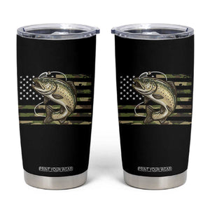 Camo Bass Fishing Tumbler Cup Patriotic US Flag Fisherman TS10 Black Print Your Wear