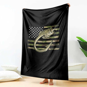 Camo Fish Hook Fishing Throw Blanket Patriotic US Flag Fisherman Camouflage Bass Fishing TS10 Print Your Wear