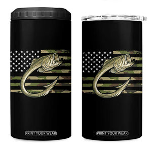 Camo Fish Hook Fishing 4 in 1 Can Cooler Tumbler Patriotic US Flag Fisherman Camouflage Bass Fishing TS10 One Size: 16 oz Black Print Your Wear