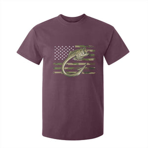 Camo Fish Hook Fishing T Shirt For Kid Patriotic US Flag Fisherman Camouflage Bass Fishing TS10 Maroon Print Your Wear