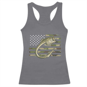 Camo Fish Hook Fishing Racerback Tank Top Patriotic US Flag Fisherman Camouflage Bass Fishing TS10 Charcoal Print Your Wear