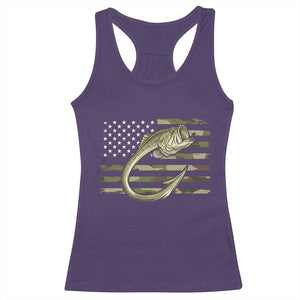 Camo Fish Hook Fishing Racerback Tank Top Patriotic US Flag Fisherman Camouflage Bass Fishing TS10 Purple Print Your Wear