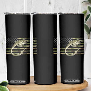 Camo Fish Hook Fishing Skinny Tumbler Patriotic US Flag Fisherman Camouflage Bass Fishing TS10 Print Your Wear