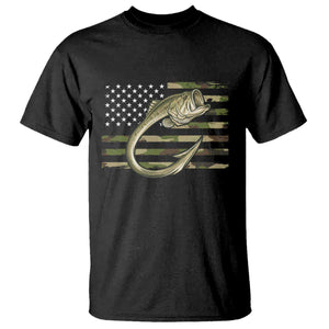Camo Fish Hook Fishing T Shirt Patriotic US Flag Fisherman Camouflage Bass Fishing TS10 Black Print Your Wear