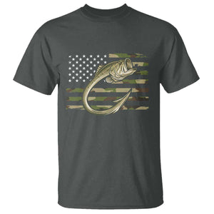 Camo Fish Hook Fishing T Shirt Patriotic US Flag Fisherman Camouflage Bass Fishing TS10 Dark Heather Print Your Wear