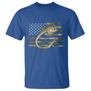 Camo Fish Hook Fishing T Shirt Patriotic US Flag Fisherman Camouflage Bass Fishing TS10 Royal Blue Print Your Wear