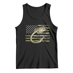 Camo Fish Hook Fishing Tank Top Patriotic US Flag Fisherman Camouflage Bass Fishing TS10 Black Print Your Wear