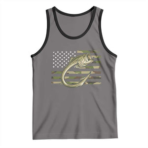 Camo Fish Hook Fishing Tank Top Patriotic US Flag Fisherman Camouflage Bass Fishing TS10 Deep Heather Black Print Your Wear