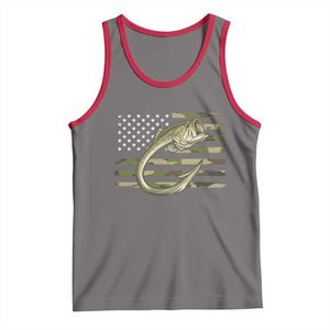 Camo Fish Hook Fishing Tank Top Patriotic US Flag Fisherman Camouflage Bass Fishing TS10 Deep Heather Red Print Your Wear