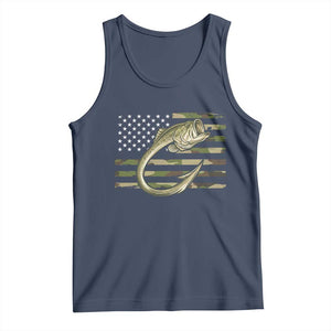 Camo Fish Hook Fishing Tank Top Patriotic US Flag Fisherman Camouflage Bass Fishing TS10 Navy Print Your Wear