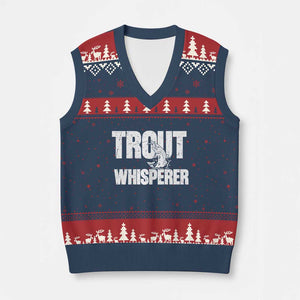 Trout Fishing V-Neck Knit Sweater Vest Funny Fishing Fisherman Trout Whisperer Gift TS10 Navy Red Print Your Wear