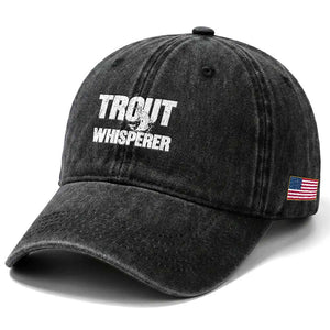 Trout Fishing Washed Cotton Baseball Cap Funny Fishing Fisherman Trout Whisperer Gift