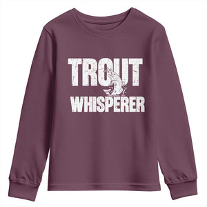 Trout Fishing Youth Sweatshirt Funny Fishing Fisherman Trout Whisperer Gift TS10 Maroon Print Your Wear