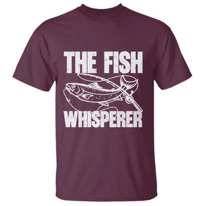 Funny Fishing T Shirt The Fish Whisperer Lake Life Gift For Fishermen Dads TS10 Maroon Print Your Wear