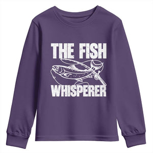 Funny Fishing Youth Sweatshirt The Fish Whisperer Lake Life Gift For Fishermen Dads TS10 Purple Print Your Wear