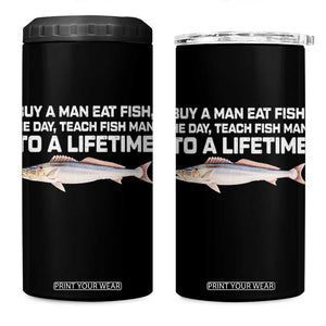 Funny Fishing Meme 4 in 1 Can Cooler Tumbler Buy A Man Eat Fish Inappropriate TS10 One Size: 16 oz Black Print Your Wear