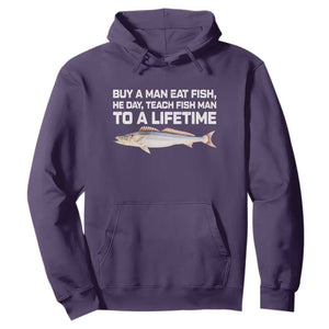 Funny Fishing Meme Hoodie Buy A Man Eat Fish Inappropriate TS10 Purple Print Your Wear