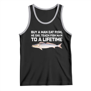 Funny Fishing Meme Tank Top Buy A Man Eat Fish Inappropriate TS10 Black Athletic Heather Print Your Wear