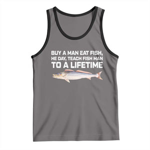 Funny Fishing Meme Tank Top Buy A Man Eat Fish Inappropriate TS10 Deep Heather Black Print Your Wear