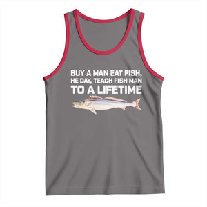 Funny Fishing Meme Tank Top Buy A Man Eat Fish Inappropriate TS10 Deep Heather Red Print Your Wear
