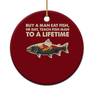 Funny Fishing Meme Ceramic Ornament Vintage Buy A Man Eat Fish Inappropriate TS10 1pc Red Print Your Wear