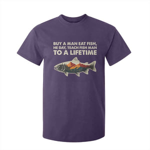 Funny Fishing Meme T Shirt For Kid Vintage Buy A Man Eat Fish Inappropriate TS10 Purple Print Your Wear