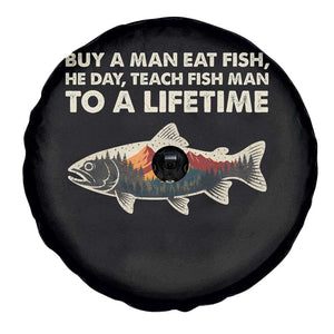 Funny Fishing Meme Spare Tire Cover Vintage Buy A Man Eat Fish Inappropriate TS10 Print Your Wear