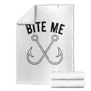 Cool Catchy Angler Throw Blanket Retro Bite Me Bass Fishing Fishermen TS10 White Print Your Wear