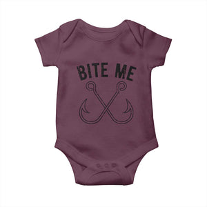 Cool Catchy Angler Baby Onesie Retro Bite Me Bass Fishing Fishermen TS10 Maroon Print Your Wear