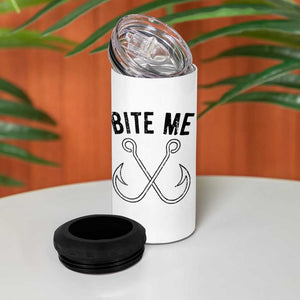 Cool Catchy Angler 4 in 1 Can Cooler Tumbler Retro Bite Me Bass Fishing Fishermen TS10 Print Your Wear