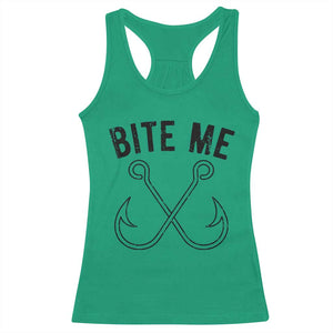Cool Catchy Angler Racerback Tank Top Retro Bite Me Bass Fishing Fishermen TS10 Irish Green Print Your Wear