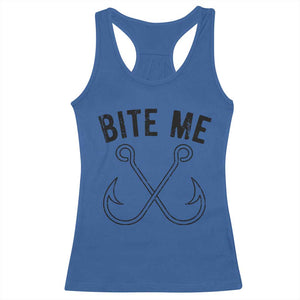 Cool Catchy Angler Racerback Tank Top Retro Bite Me Bass Fishing Fishermen TS10 Royal Blue Print Your Wear