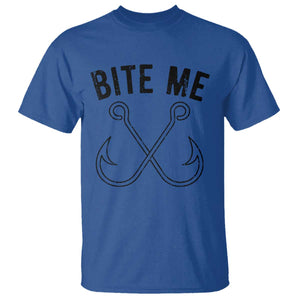 Cool Catchy Angler T Shirt Retro Bite Me Bass Fishing Fishermen TS10 Royal Blue Print Your Wear