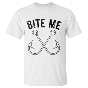 Cool Catchy Angler T Shirt Retro Bite Me Bass Fishing Fishermen TS10 White Print Your Wear