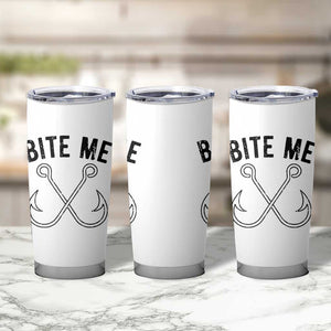 Cool Catchy Angler Tumbler Cup Retro Bite Me Bass Fishing Fishermen TS10 Print Your Wear