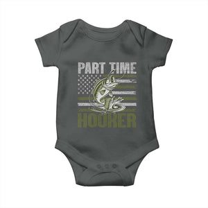 Part Time Hooker Baby Onesie Funny Fishing Patriotic US Flag Fisherman TS10 Dark Heather Print Your Wear